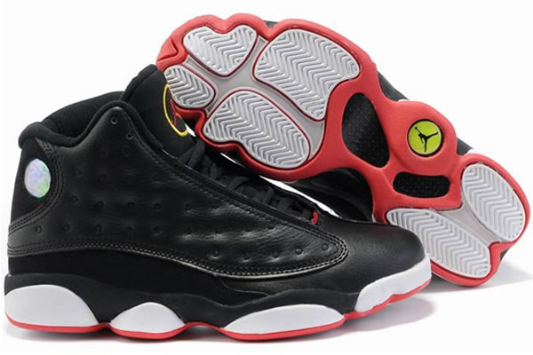 Women Jordan 13 Black/White/Red